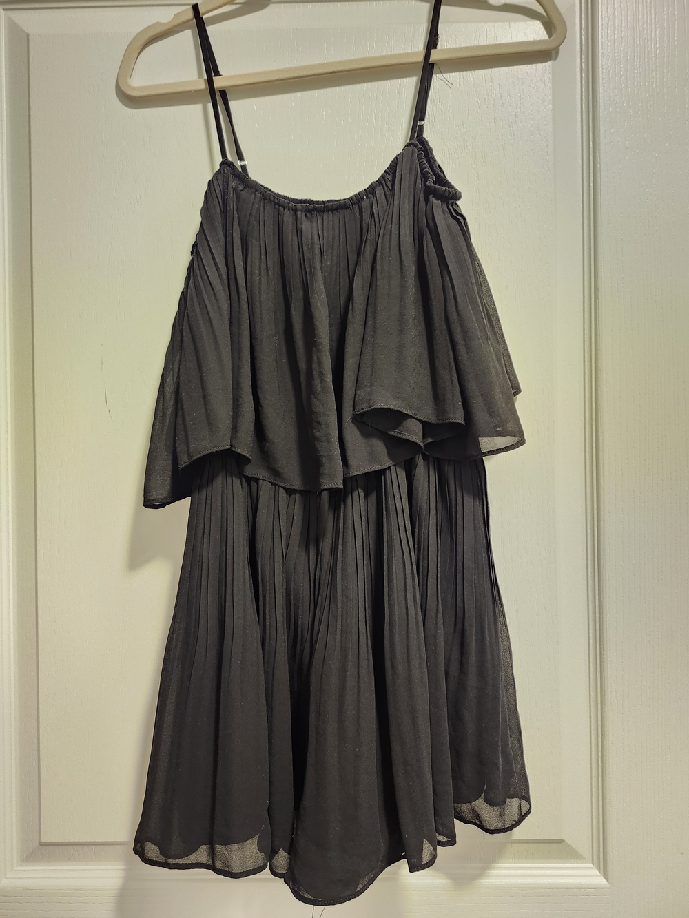 Naked Zebra | Black Spaghetti Strap Tiered Romper